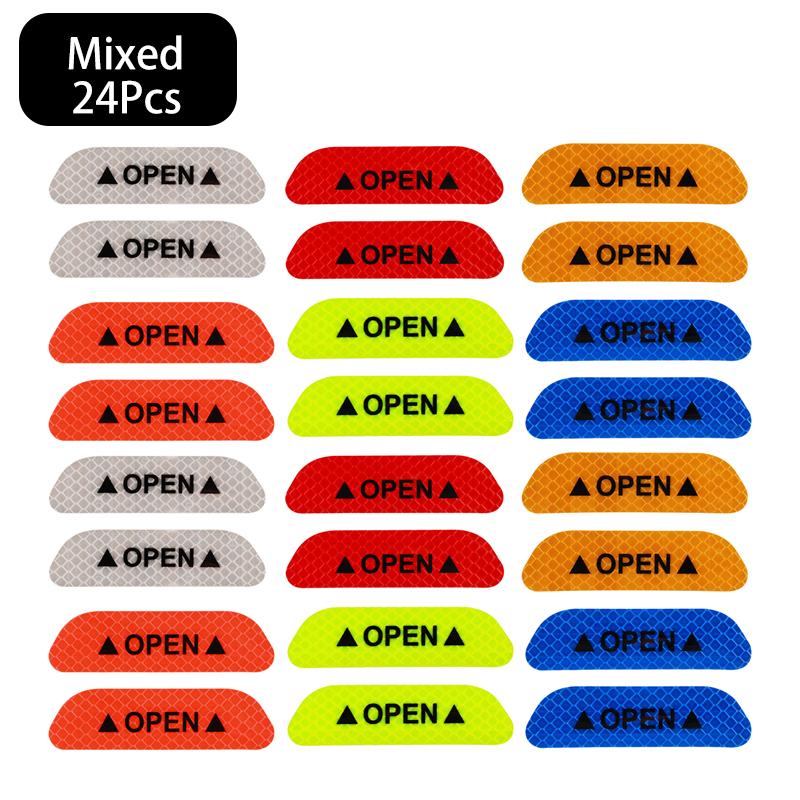 24/2PCS Reflective Car Door Sticker Safety Warning Stickers Reflector Tape Decal Safety Accessories Exterior Car Door Reflector