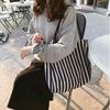 Borsa a Spalla in Tela di Grande Capacità Borsa da Shopping Multifunzionale Borsa a Mano Semplice a Strisce Viaggio
