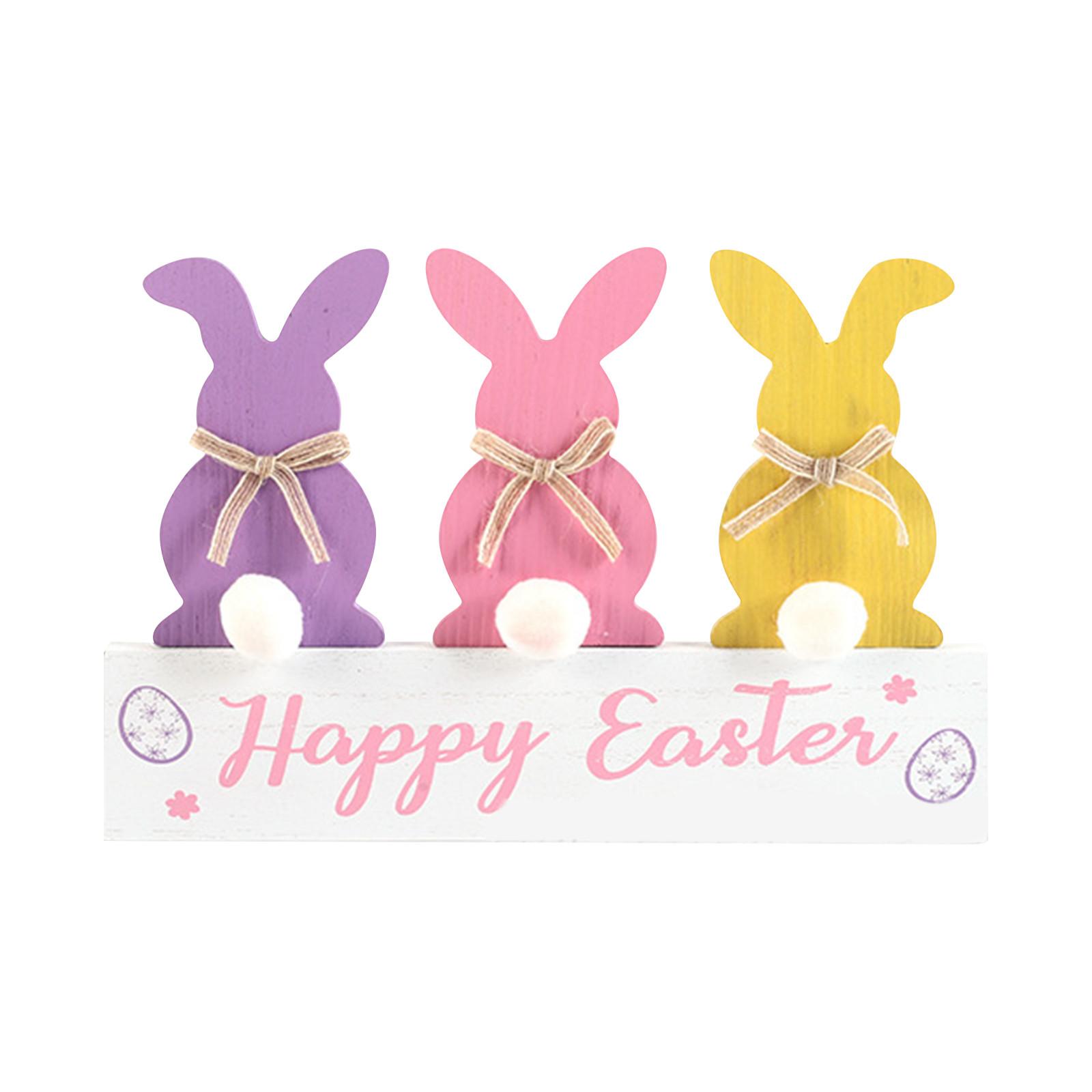 

Easter Bunny Table Sign Easter Wooden Block Signs Table Decor Rustic Bunny Holiday Decorations For Spring Easter Decor One Size