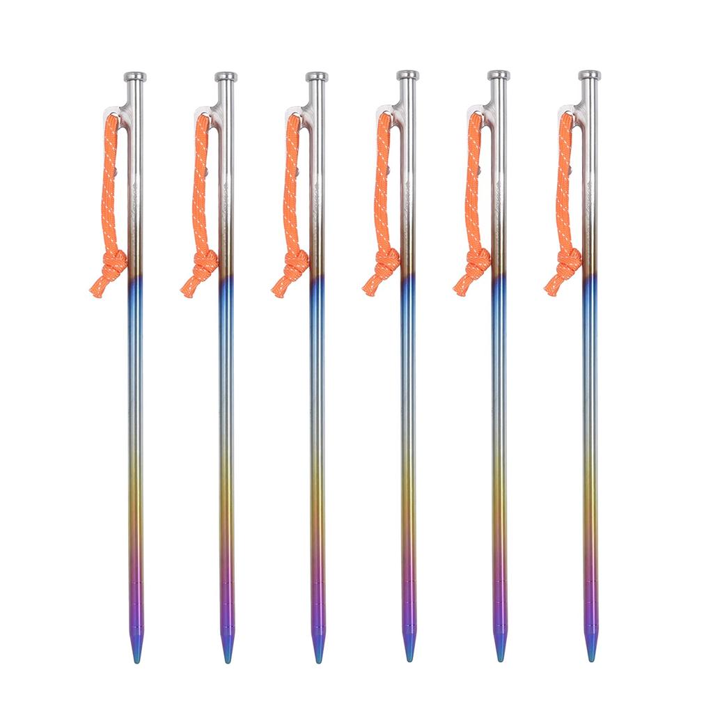 Boundless Voyage Titanium Solid with Reflective Titanium High Corrosion Tarp Tent Forged Pegs for Rocky Sandy Hard and Outdoor Camping Equipment Pegs,