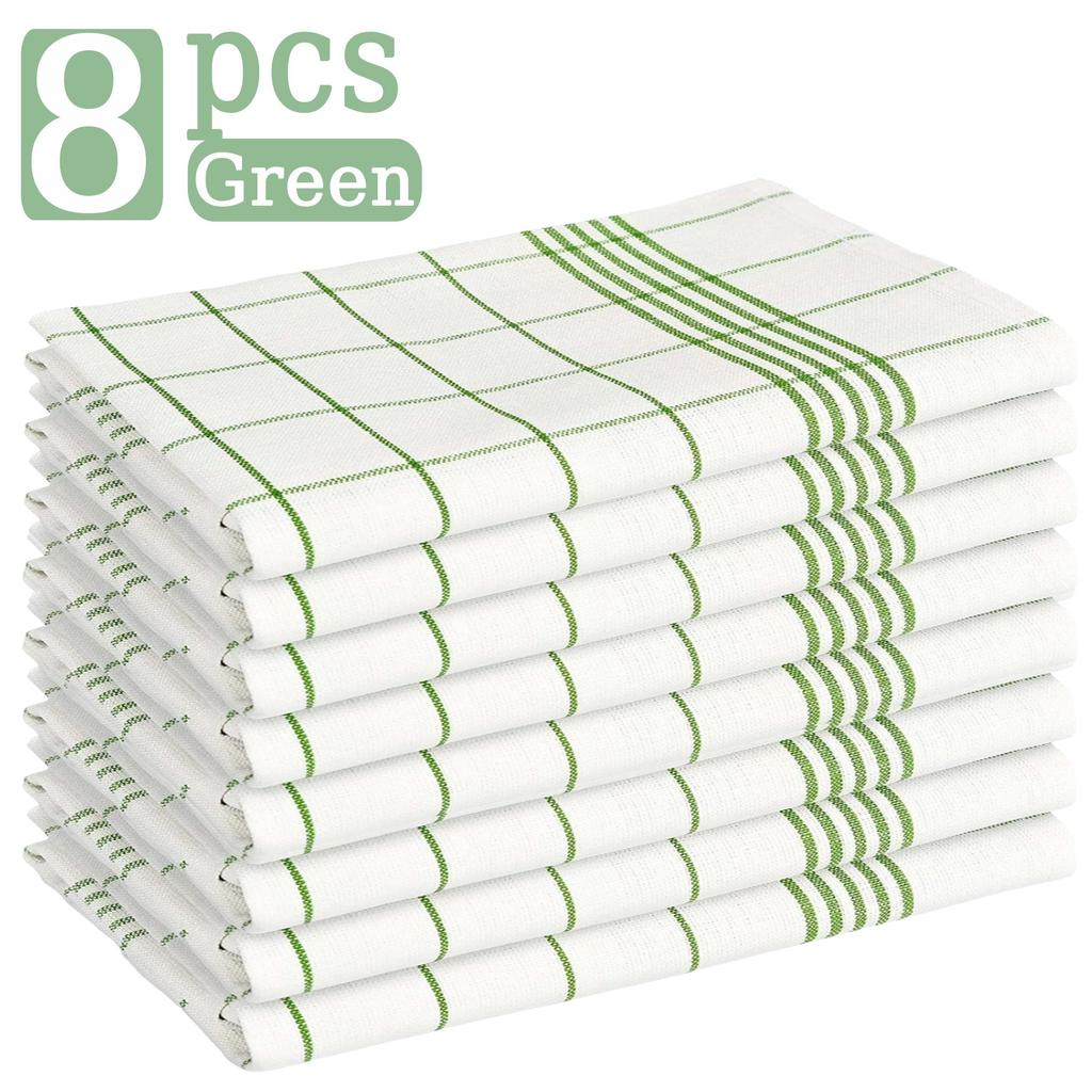6/12Pcs Kitchen Towels, HOOHNICE, Classic Plaid Dish Towel Scouring Pad