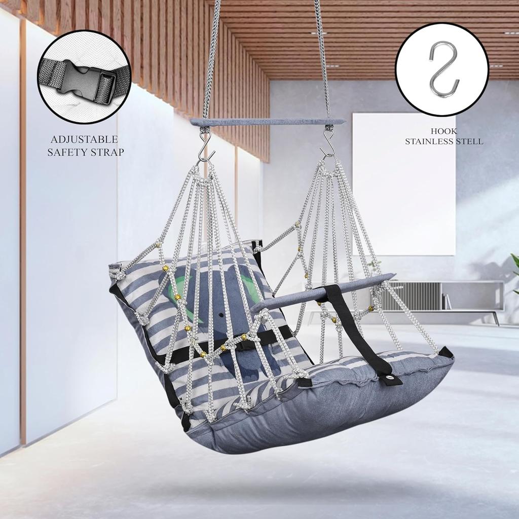 Bavlněná dětská houpačka pro děti Skládací a pratelná 1 až 5 let Dárek pro novorozeně Měkká houpačka s bezpečnostním pásem Snadno přenosná Bezpečnostní zámek