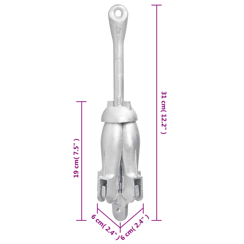 Vidaxl Składana Kotwica, Srebrna, 1,5 Kg, Żeliwo Ciągliwe