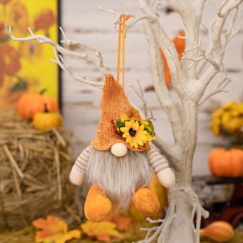 

1 piece of Thanksgiving decoration bedroom no face doll goblin Harvest Festival sunflower maple leaf Rudolf dwarf wall decor L