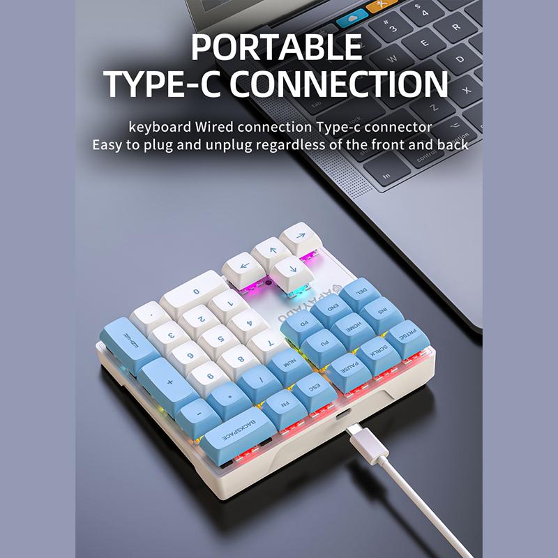 Wired Mechanical 33-Key Numeric Keypad With Multi-Color Lights Shaft Laptop Numeric Keyboard Accessories External Keyboard