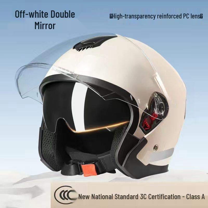 National 3C Certified Winter Double Visor Helmet, Unisex All-Season Electric Vehicle Safety Helmet.