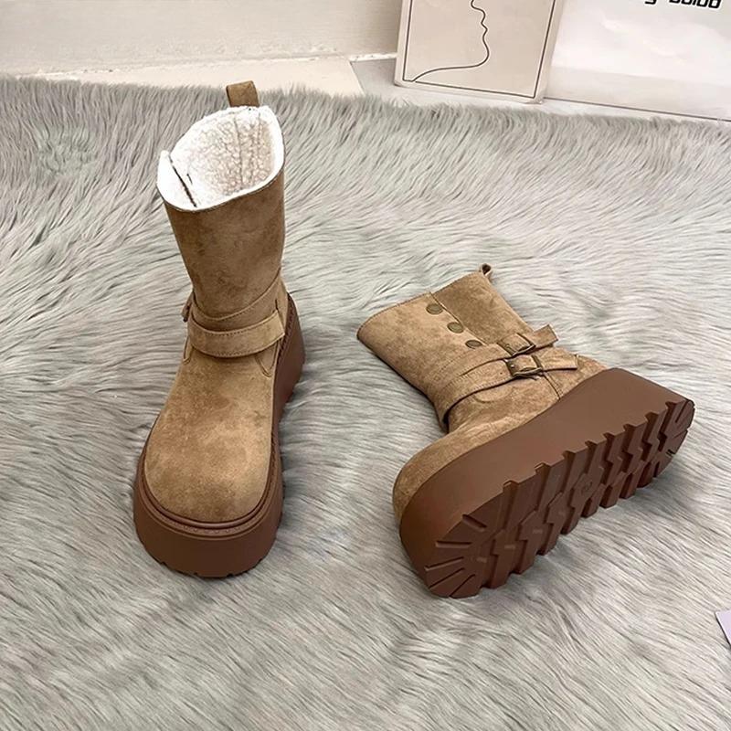 Winter Platform Thick Bottom Women Fur Snow Boots Outdoor Comfort Keep Warm Shoes Ladies Modern Short Botas Para Mujer