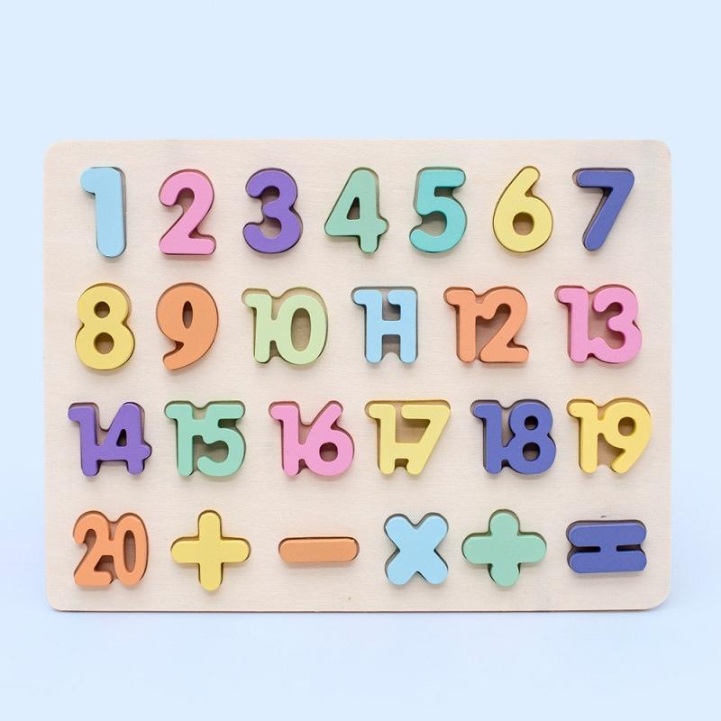 Toddlers Wooden Number And Letter Puzzle Montessori Toy Abc Alphabet Number Shape Matching Board Game Educational Toy For Kids