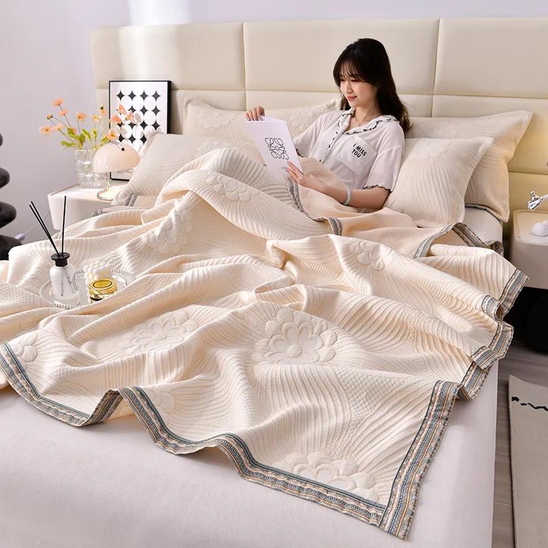 New Class a Summer Jacquard Knitted Fabric Argy Wormwood Airable Cover Thin Duvet Summer Blanket Nap Sofa Quilt