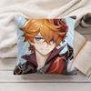 Tartaglia Genshin Impact Cute Cushion Cover Silky Short Plush Invisible Zipper Dustproof Sofa Pillow Case For Home Decor
