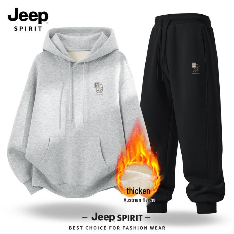 JEEP SPIRIT Men's Hooded Fleece Sweatshirt & Sweatpants Set
