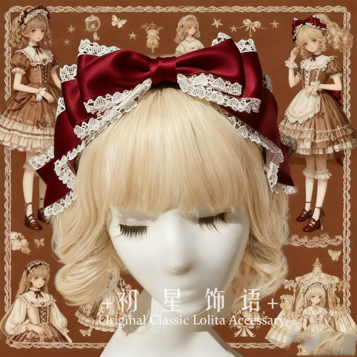 

Lolita Japanese Elegant Big Bow Headband Multi-color Headbands KC Classic Style Hairpin Haar Accessoires Women бордовий