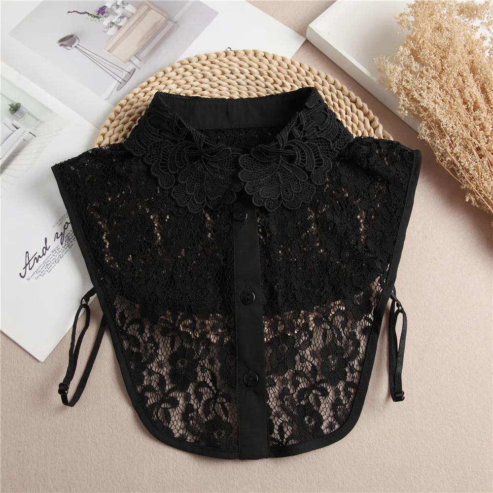 Perfect Match Women Lace Hollow Out Detachable Collar Removalbe Blouse Half Shirt Women Fake Collar Faux Cols False Collar Accessories