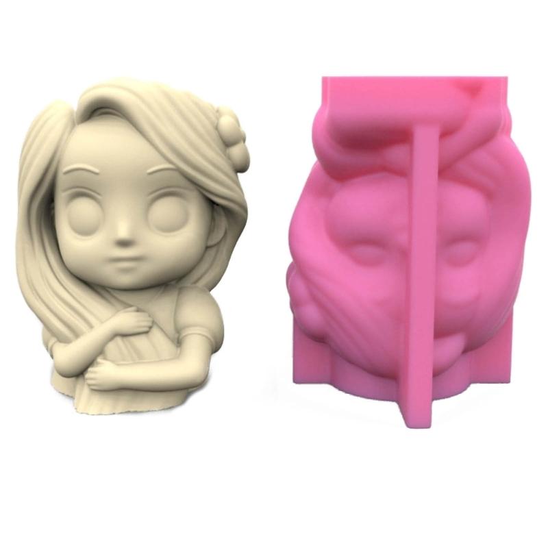 Little Girl Shaped Planter Mold Flowerpots Molds Silicone Concrete Mould Hand-Making Supplies for DIY Flowerpot Crafting