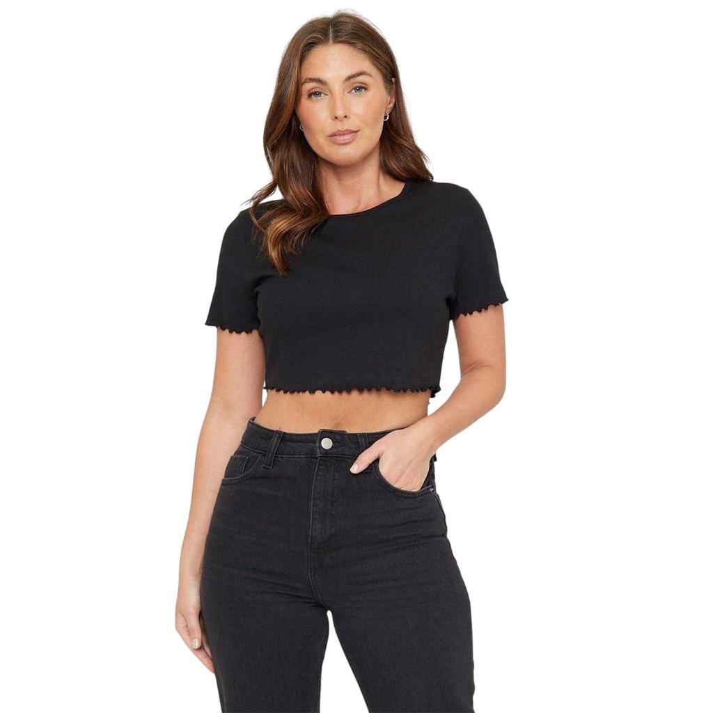 Be You Womens/Ladies Plain Ribbed Regular Crop T-Shirt