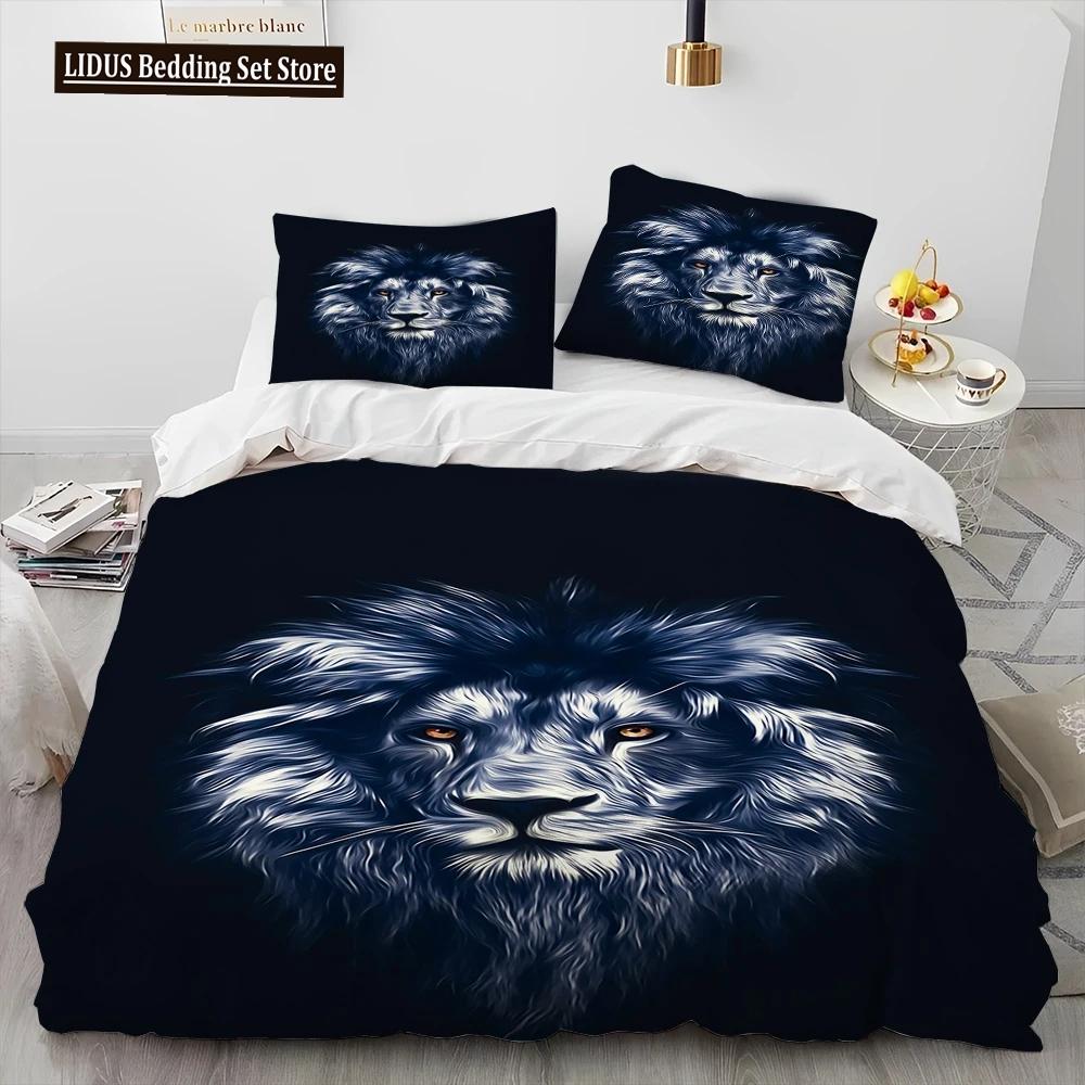 3D Tiger Leopard Wolf Animal Luksusa gultas veļas komplekts, Segas segas gultas komplekts Segas pārvalks spilvendrāna, Karaļa izmēra gultas veļas komplekts