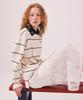 Minasu Mns Striped Cotton Collar T Shirt_Ivory
