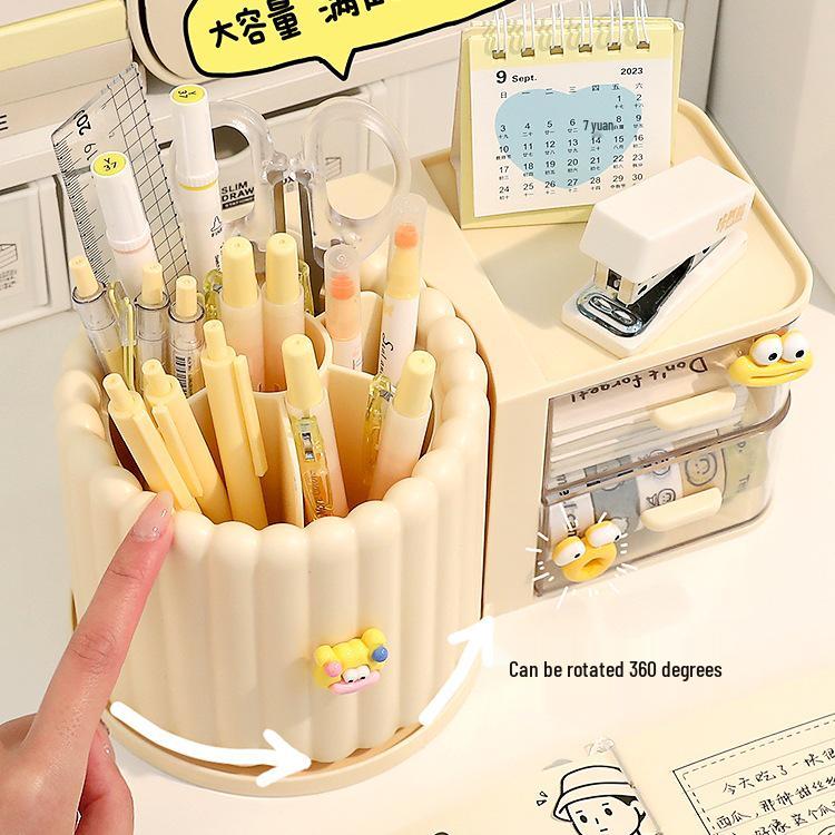 Rotating Pen Holder: Creative, Cute, Multifunctional, Large-Capacity Desktop Organizer for Students