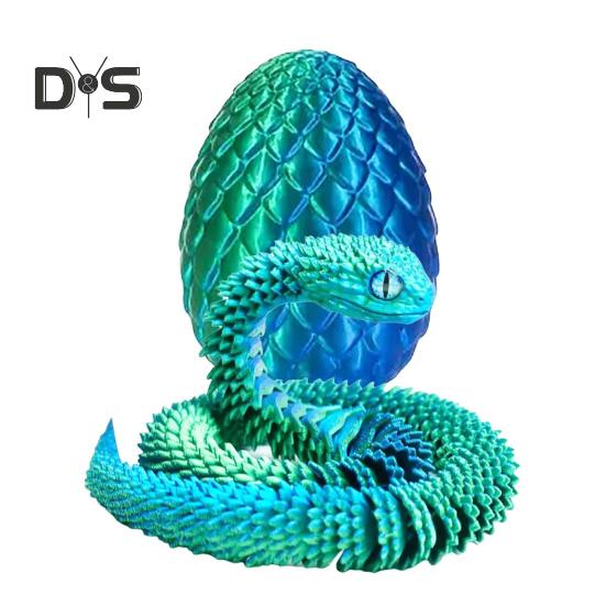

1 набор 3D-печатных фигурок в виде яйца змеи с подвижными суставами, игрушка-фиджет в виде яйца змеи с шарнирной змеей внутри, украшение для рабочего стола