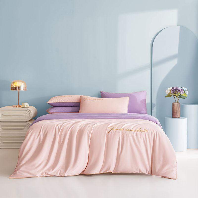 Premium Sense 120S Long-Staple Cotton Pure Cotton 4Pcs Set Cotton Embroidered Quilt Cover Bed Sheet Sleeping Naked Skin-Friendly Bedding