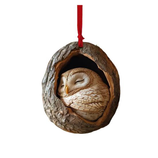 

Рождественский орнамент в виде животного 2D Акриловые лесные животные Украшения Веселые принты животных Совы Еноты K