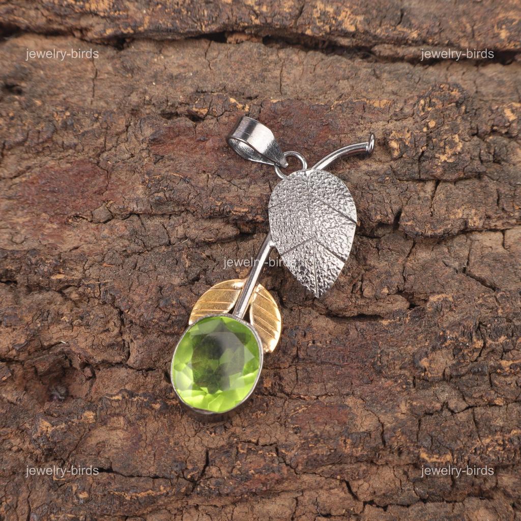 Heart Chakra Peridot Stone 925 Silver Anniversary Daughter Gift Artisan Pendant PP-55-12