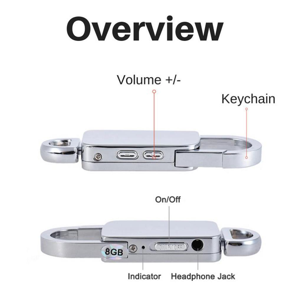 Portable Unremarkable Keychain Recording Device 20Hours Working for
