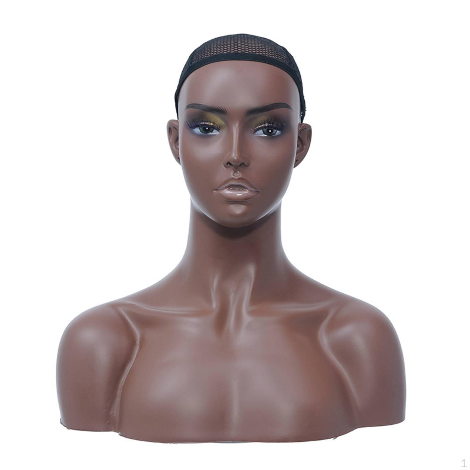 Female Mannequin Head Bust Tackable PVC Realistic Look Hairpiece Display for