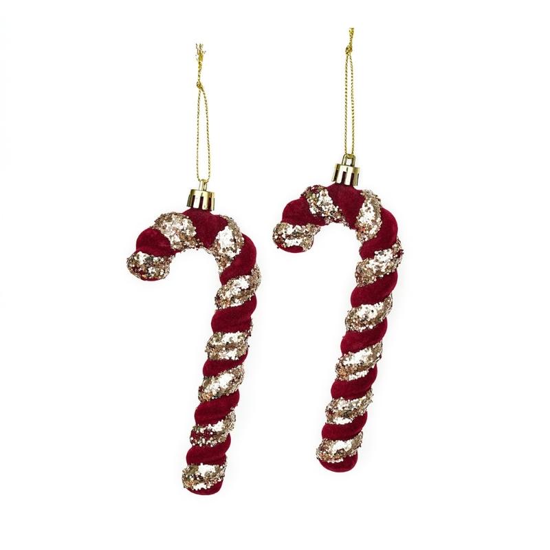 Wine Red Christmas Decorations with Soft-Looking Textured Finish, Gold Trim, and Hanging String for Holiday Tree and Porches