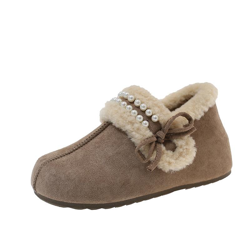Retro Height-increasing Shoes for Women, New Fleece One-foot Cotton Shoes