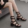 Gladiator Sandals Women Elegant Woman Heeled Shoes Medium Heel Luxury Designer Summer 2025 Shoes