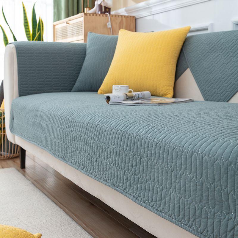 

100% Pure Cotton Sofa Seat Cushion Cover All Year Round General Fabrics Towel Country Style and Simple Modern Non-Slip Cover Cover New New Arrival Water-washed cotton simple elegant green 70 * 70cm
