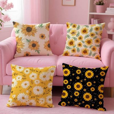 Sunflower Aesthetic Pillow Case Pattern Printing Pillowcase Living Room Sofa Cushion Cover Bedroom Room Decor