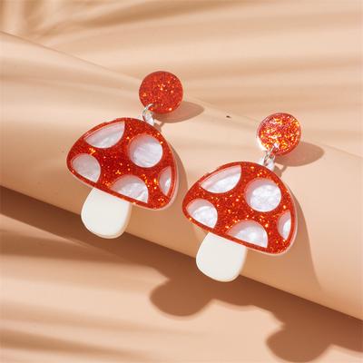 Evropské a americké akrylové náušnice s houbami jsou roztomilé, zajímavé, personalizované a módní náušnice
