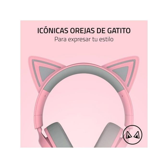Auriculares Gaming Razer Kraken Kitty V3 X con cable orejas de gato micrófono cardioide y color Quartz