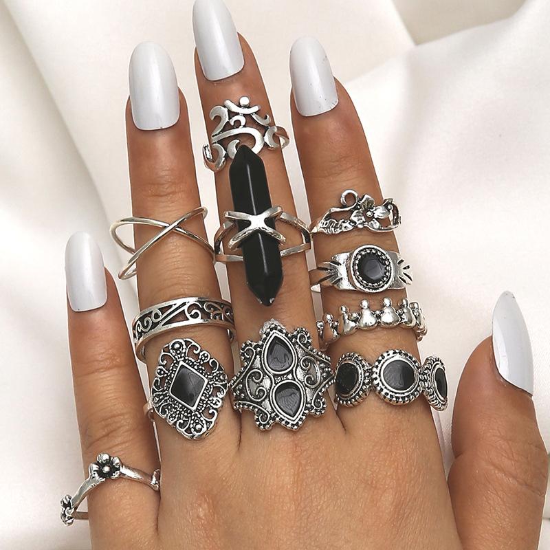 

Новый комплект колец, богемный винтажный набор колец с геометрическим полумесяцем для женщин, дизайнерский набор колец с кристаллами, ювелирные изделия для вечеринок