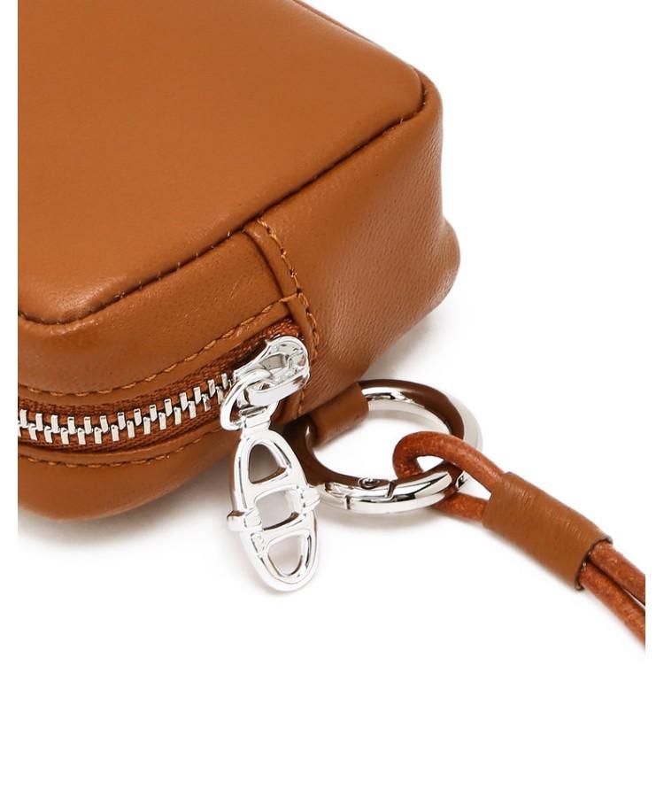 Athe Vanessabruno [Deux] Brown Lambskin Zipper Card Wallet Aaho6E587W2