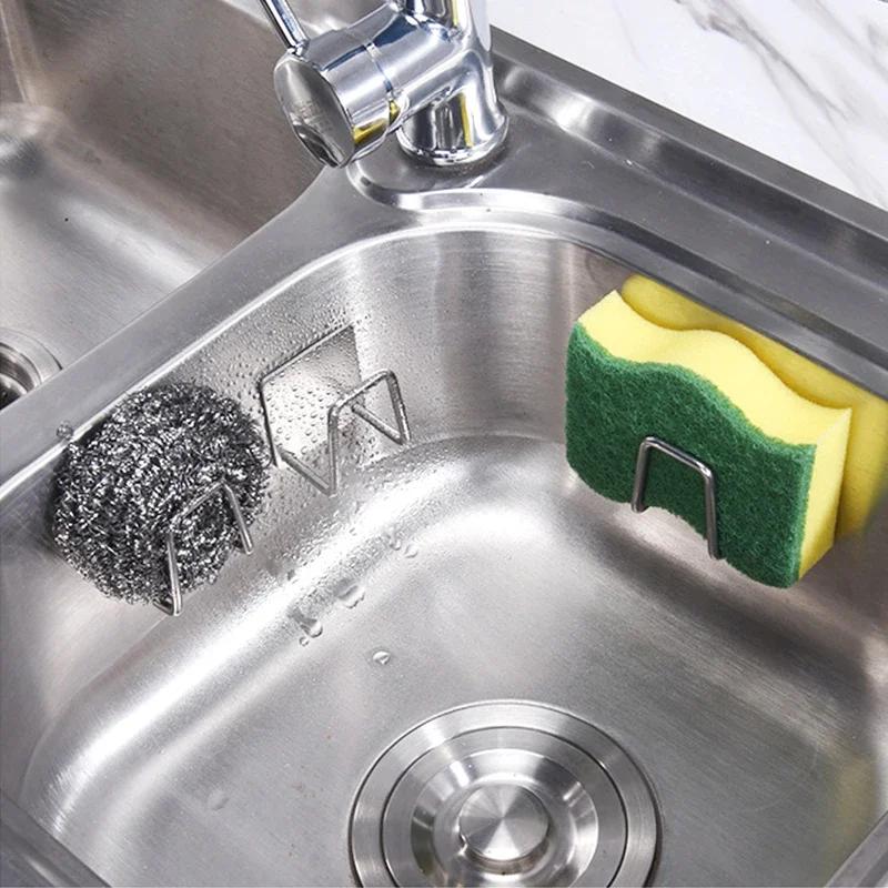 Wall Hanging Bathroom Accessories Kitchen Organizer Shelf Self-adhesive Stainless Steel Sink Coat Racks Home Gadgets Drying Rack