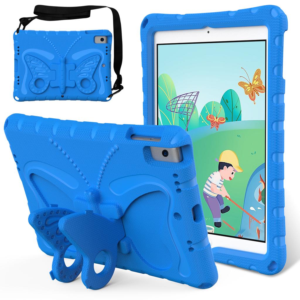 For iPad 10.2 (2021)/(2020)/(2019)/iPad Air 10.5 inch (2019) Case Butterfly Kickstand EVA Tablet Cover with Lanyard