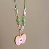 Pink Ceramic Apple Beaded Necklace for Women – High-End Niche Design Clavicle Chain with Personalized Pendant