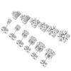 6 Pairs Ear Studs Stud Earring Set 6 Claw Stainless Steel Zircon Pierced Jewelry Accessories 3?8mm