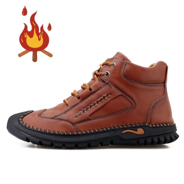 Männer Weiche Wanderschuhe Sommer Männliche Schwarze Lederschuhe Große Größe Mode Lässig Leder Sneakers Winter Warme Pelzschuhe