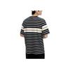 Fila Fusion Fashion Logo Print Loose Striped Knit Breathable Round Neck Pullover Short Sleeve T-Shirt Men Tops Deep-Black T11M323125F-BK