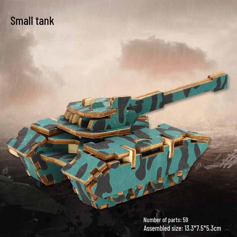 Wooden 3D Military Puzzle Model - Educational DIY Toy for Boys