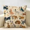 Colorful Dog Pattern Cushion Cover Durable Hypoallergenic Organic Linen Pillow Cover Short Size Washable SkinFriendly