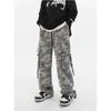 American Retro Tooling Camouflage Washed Trousers Loose Wide Leg Straight All-match Sports Casual Pants Women's Fashion Trousers