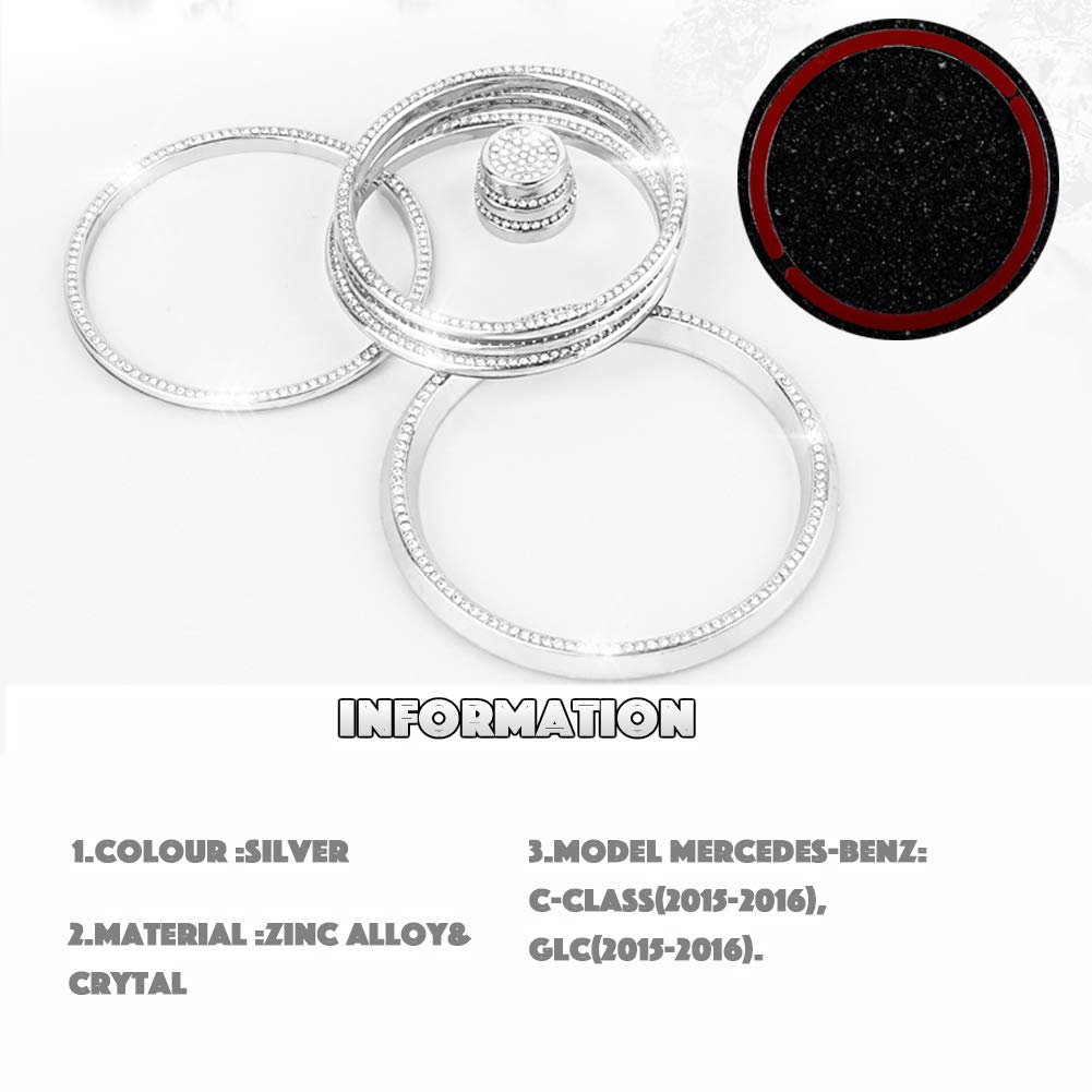 PGONE 15pcs Bling Crystal Rhinestone Accessories Interior Decorations Inner Air Vent Condition Front Cover for Mercedes Benz W205 C GLC Class X253