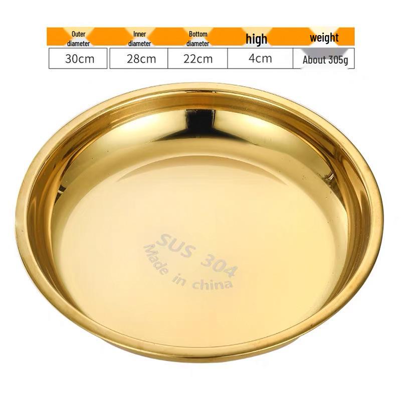 Piatto Basso in Acciaio Inossidabile 304 Placcato Oro – Piatto Tavola Rotondo Grande