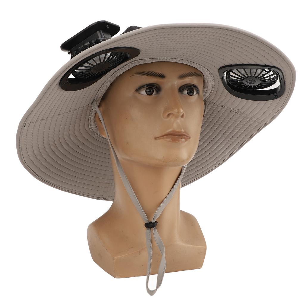 Detachable Sun Fan Hat 3 Speeds   UPF50 Breathable Wide Brim Sun Bucket Hat with 2 Solar Fan for Men