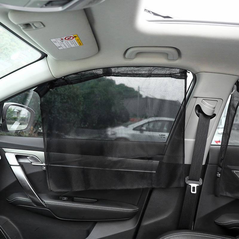 Car Side Window Mesh Sunshade Curtain with Suction Cups for Heat and Light Blocking